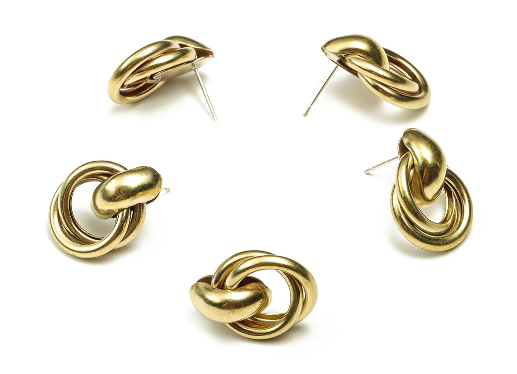 Brass Round Earring Stud - Raw Brass Circle Earring Post - Brass Stud - Earring Post - Jewelry Making Supplies - 22.61x15.88x7.19mm - PP4466 - DOMEDBAZAAR