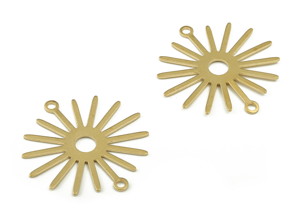 Brass Sun Earring Connector - Raw Brass Sun Pendant - Earring Findings - DIY Jewelry Making Supplies - 27.91x27.81x0.6mm - PP4611 - DOMEDBAZAAR