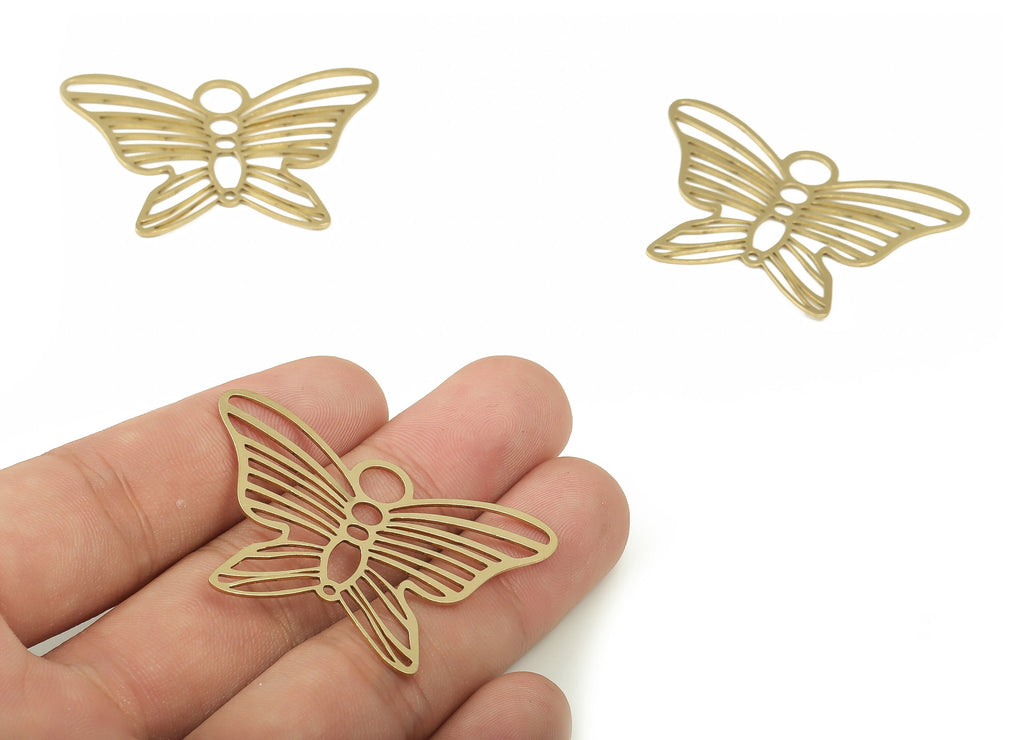 Brass Butterfly Earring Charms - Raw Brass Butterfly Pendant - Earring Findings - DIY Jewelry Making Supplies - 45.34x32.08x0.95mm - PP4689 - DOMEDBAZAAR