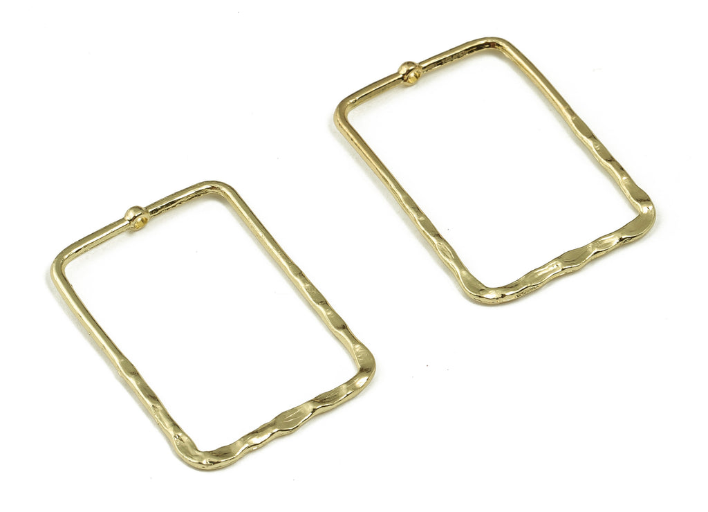 Alloy Square Earring Charm - Zinc Alloy Square Pendant Charm - Gold Tone Plated Alloy - Jewelry Making Supplies -33.05x23.51x1.41mm - ZZ1821 - DOMEDBAZAAR