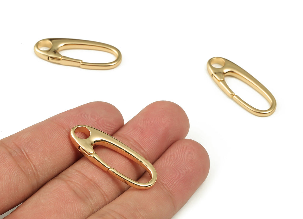 Brass Oval Clasp Earring Connector - Gold Oval Earring Charms - Gold Parrot Clasp - 18K Real Gold Plated Brass -31.86x12.61x3.13mm- RGP3975 - DOMEDBAZAAR
