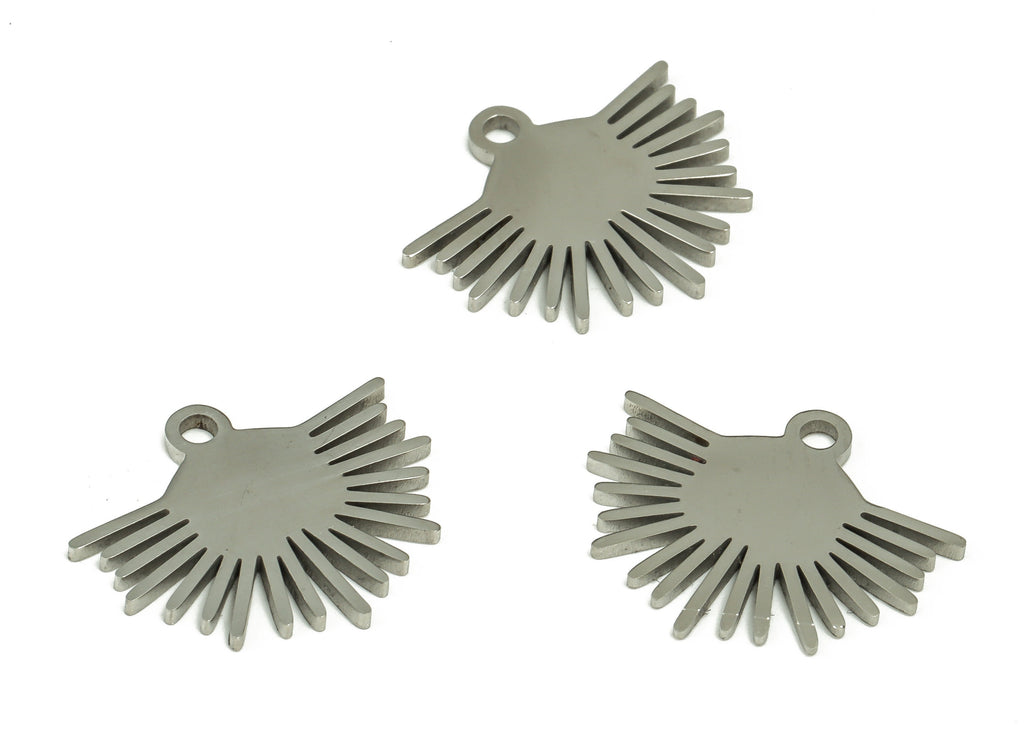 Half Sun Charm - Stainless Steel Sun Earring Charms –Half Circle Pendant –Fan Charm – Jewelry MakingSupplies - 15.16x12.78x0.95mm -SS1233 - DOMEDBAZAAR