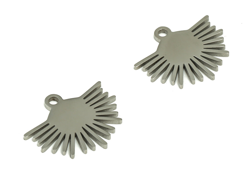 Half Sun Charm - Stainless Steel Sun Earring Charms –Half Circle Pendant –Fan Charm – Jewelry MakingSupplies - 15.16x12.78x0.95mm -SS1233 - DOMEDBAZAAR