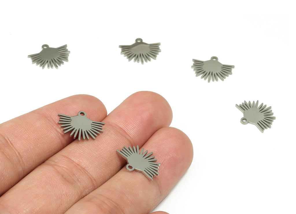 Half Sun Charm - Stainless Steel Sun Earring Charms –Half Circle Pendant –Fan Charm – Jewelry MakingSupplies - 15.16x12.78x0.95mm -SS1233 - DOMEDBAZAAR