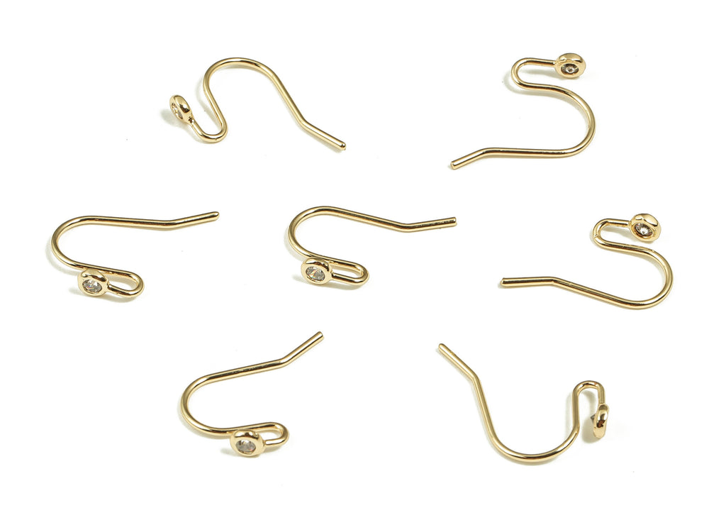 18K Real Gold Plated Brass Earring Wire - Brass Ear Wire - Earring Findings- Gold Earring Wire- Jewelry Supplies- 16.33x9.86x0.74mm- RGP4044 - DOMEDBAZAAR