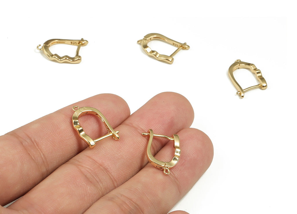 Wave Hoop Earring with Open Ring – Huggie Earring Stud – DIY Earring Findings –18k Gold Plated Brass Earring -17.78×12.34×2.24mm – RGP4035 - DOMEDBAZAAR