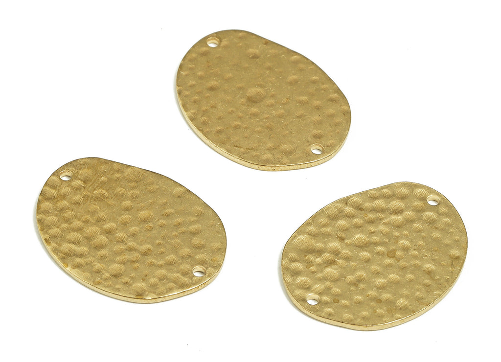 Brass Hammered Oval Connector - Raw Brass Oval Earring Charms - Earring Findings - Jewelry Making Supplies - 24.86x19.42x0.99mm - PP4704 - DOMEDBAZAAR