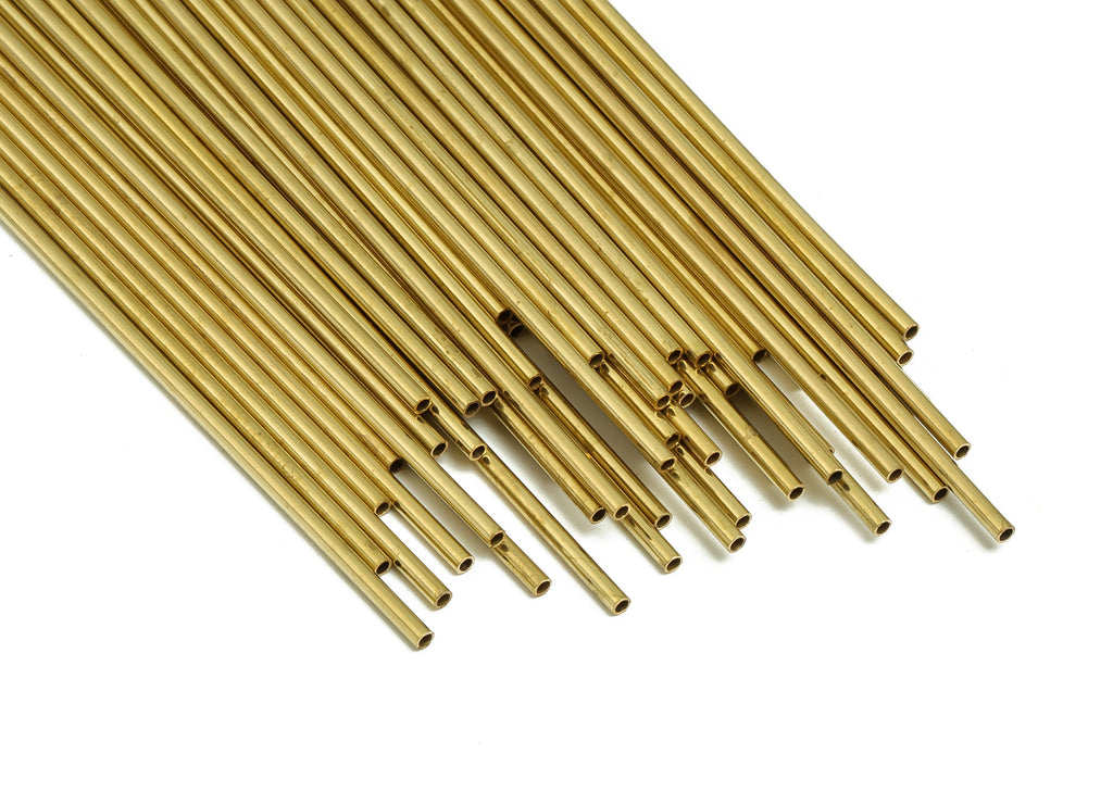 Round Brass Himmeli Tubes - Raw Brass Himmeli DIY Tube Beads - Circle Pipes for Geometric Shapes - For Air Plants -1.5x0.2x70mm- PP4567-70 - DOMEDBAZAAR