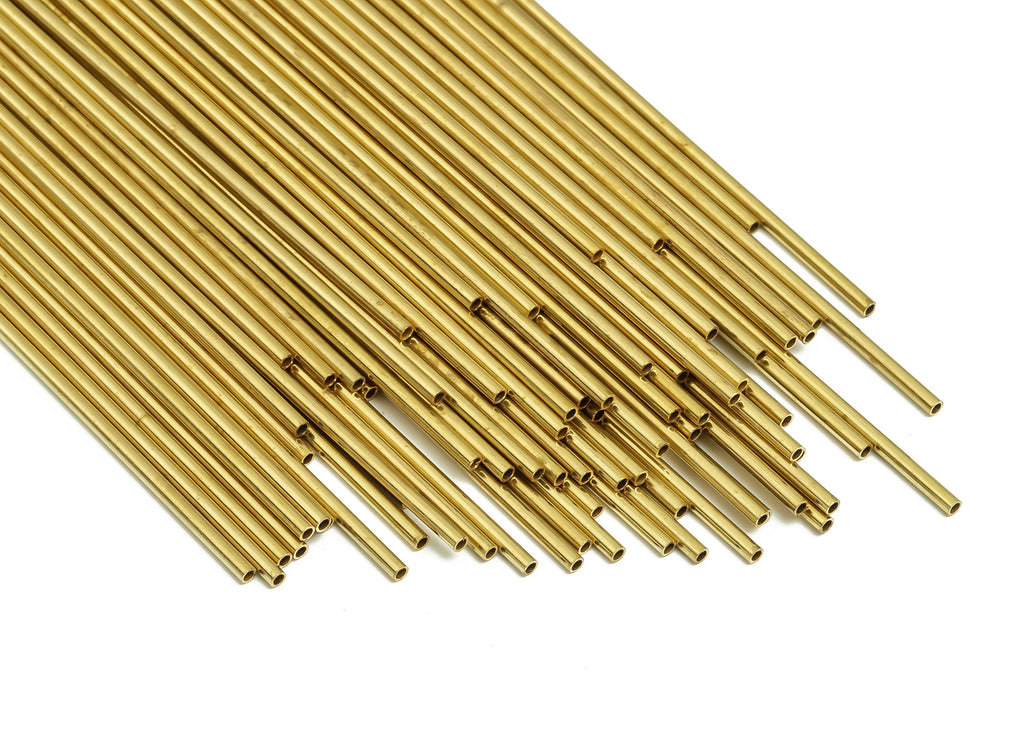 Round Brass Himmeli Tubes - Raw Brass Himmeli DIY Tube Beads - Circle Pipes for Geometric Shapes - For Air Plants -1.5x0.2x80mm- PP4567-80 - DOMEDBAZAAR