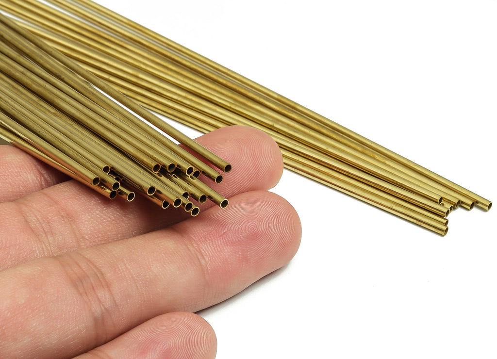 Round Brass Himmeli Tubes - Raw Brass Himmeli DIY Tube Beads - Circle Pipes for Geometric Shapes - For Air Plants -2x0.2x150mm- PP4568-150 - DOMEDBAZAAR