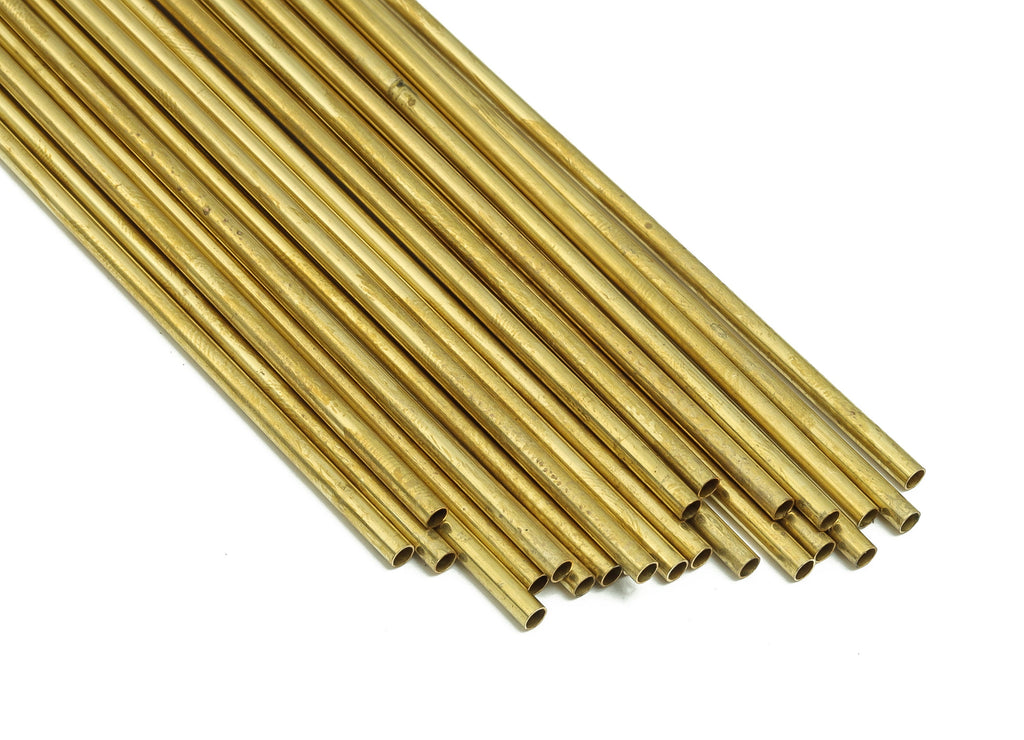 Round Brass Himmeli Tubes - Raw Brass Himmeli DIY Tube Beads - Circle Pipes for Geometric Shapes - For Air Plants -2.5x0.2x130mm- PP4569-130 - DOMEDBAZAAR