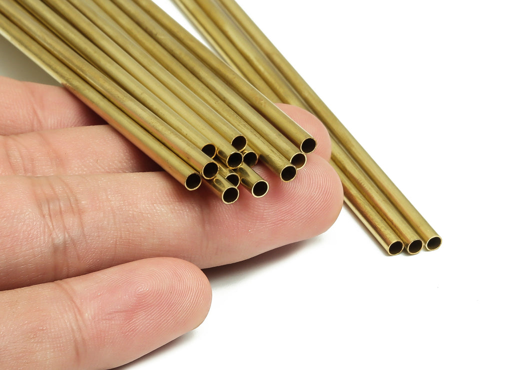 Round Brass Himmeli Tubes - Raw Brass Himmeli DIY Tube Beads - Circle Pipes for Geometric Shapes - For Air Plants -3x0.2x160mm- PP4570-160 - DOMEDBAZAAR