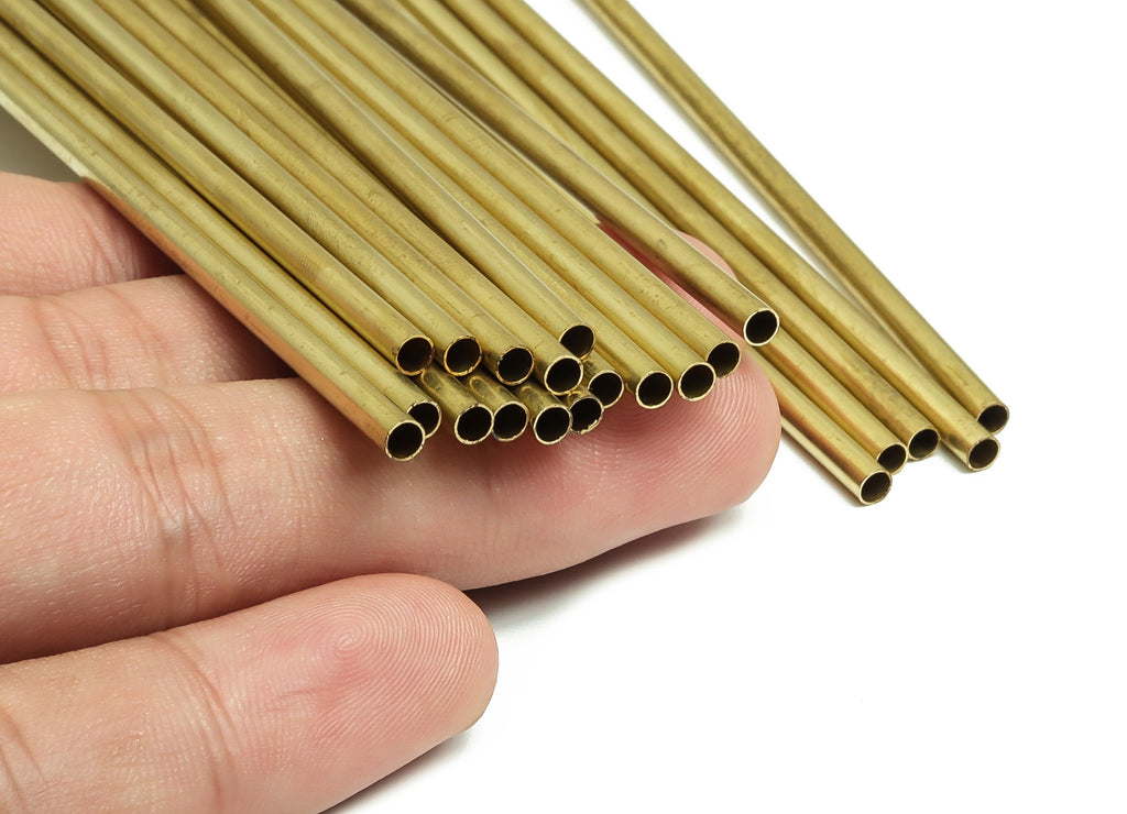 Round Brass Himmeli Tubes - Raw Brass Himmeli DIY Tube Beads - Circle Pipes for Geometric Shapes - For Air Plants -3x0.2x170mm- PP4570-170 - DOMEDBAZAAR