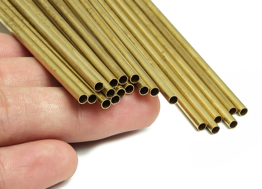 Round Brass Himmeli Tubes - Raw Brass Himmeli DIY Tube Beads - Circle Pipes for Geometric Shapes - For Air Plants -3x0.2x190mm- PP4570-190 - DOMEDBAZAAR