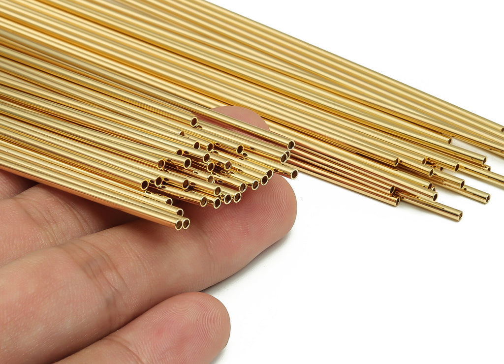 Brass Himmeli Tubes - Brass Himmeli DIY Tube Beads - Geometric Shapes - For Air Plants - 18k Real Gold Plated Brass -2x0.2x150mm-RGP4048-150 - DOMEDBAZAAR