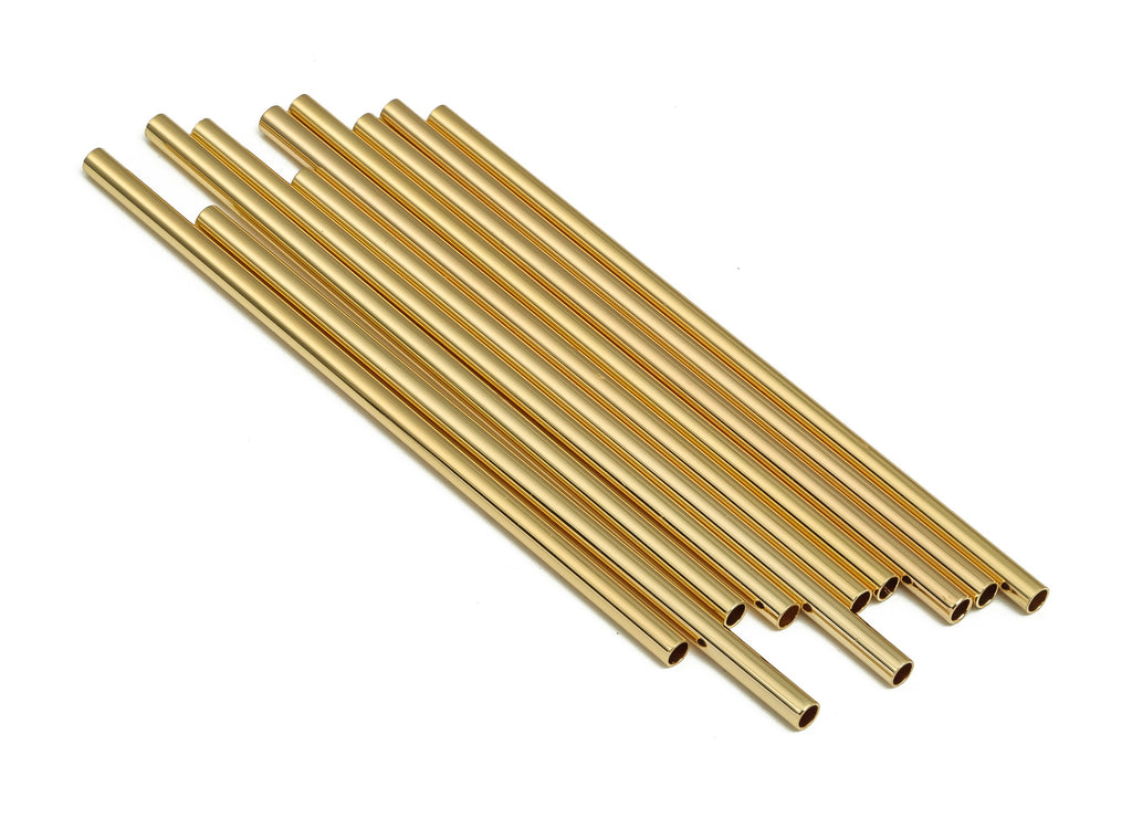 Brass Himmeli Tubes - Brass Himmeli DIY Tube Beads - Geometric Shapes - For Air Plants - 18k Real Gold Plated Brass -2.5x0.2x70mm-RGP4049-70 - DOMEDBAZAAR