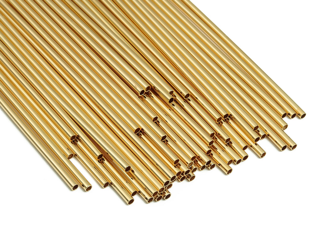 Brass Himmeli Tubes -Brass Himmeli DIY Tube Beads - Geometric Shapes - For Plants - 18k Real Gold Plated Brass -2.5x0.2x100mm-RGP4049-100 - DOMEDBAZAAR
