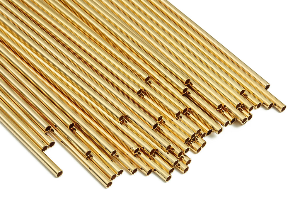Brass Himmeli Tubes - Brass Himmeli DIY Tube Beads - Geometric Shapes - For Plants - 18k Real Gold Plated Brass -2.5x0.2x120mm- RGP4049-120 - DOMEDBAZAAR