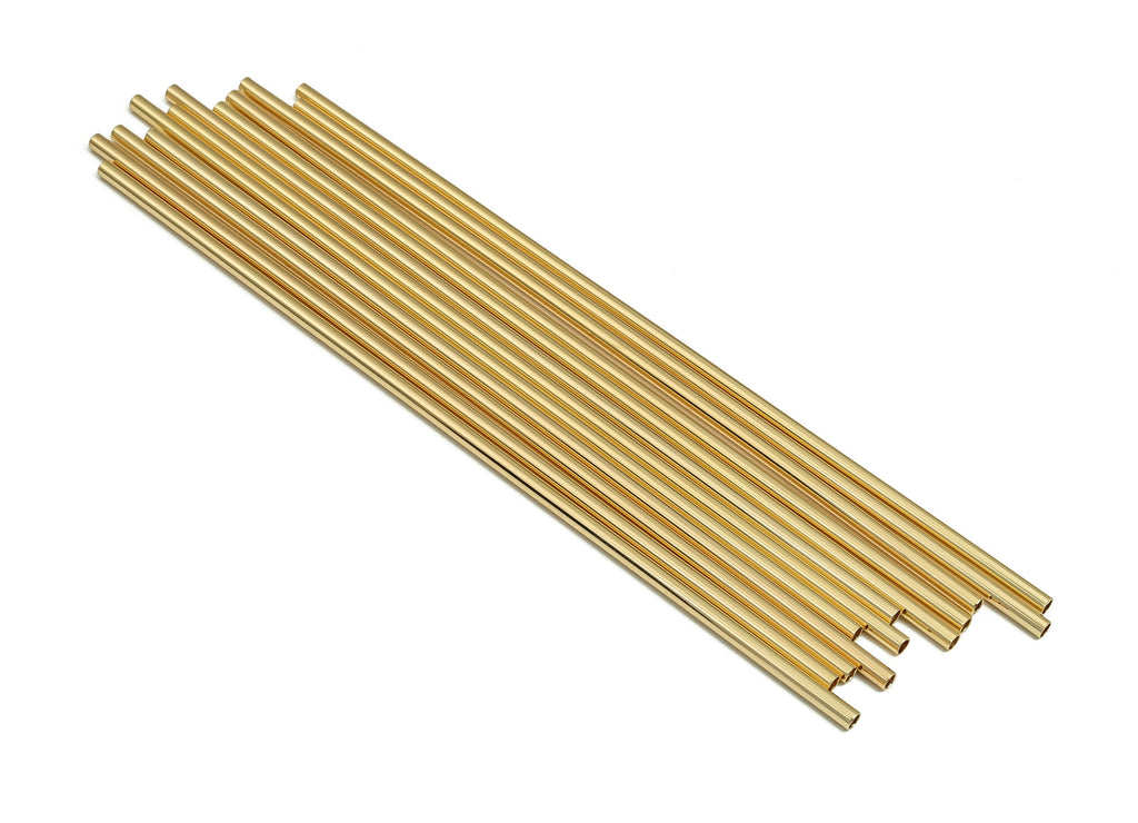 Brass Himmeli Tubes - Brass Himmeli DIY Tube Beads - Geometric Shapes - For Plants - 18k Real Gold Plated Brass -2.5x0.2x130mm- RGP4049-130 - DOMEDBAZAAR