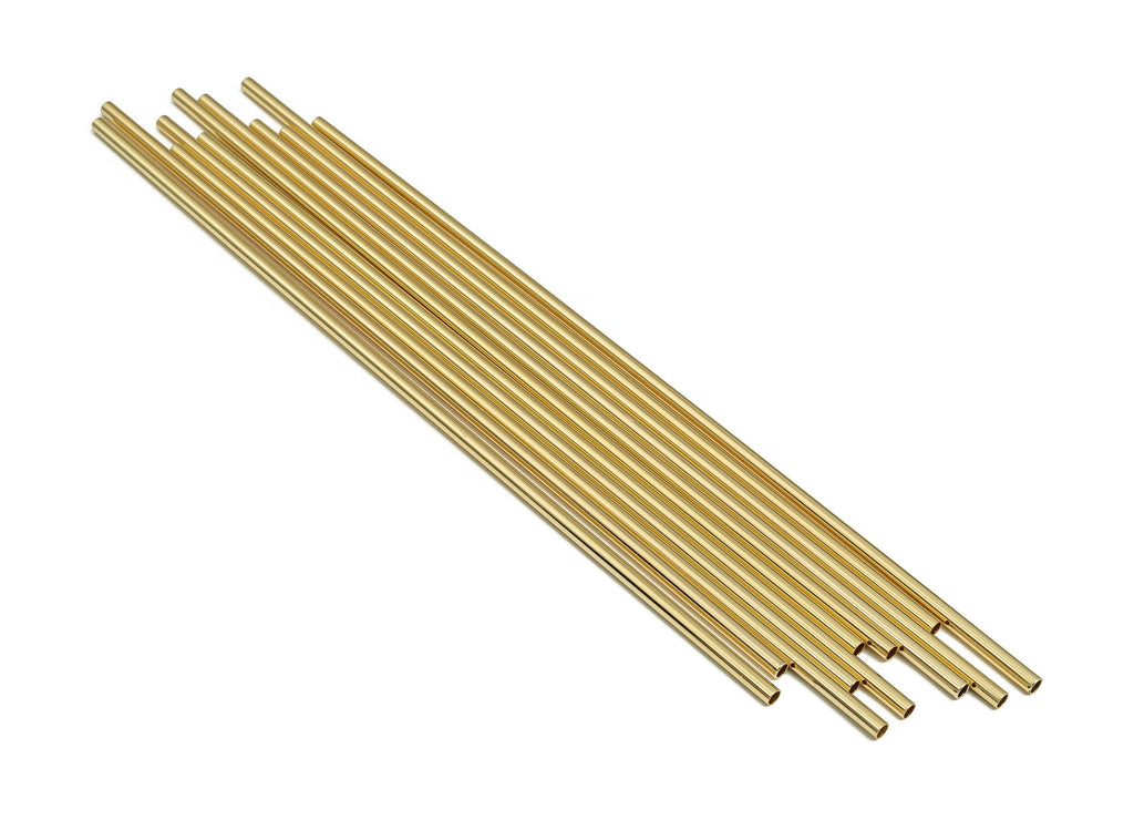 Brass Himmeli Tubes - Brass Himmeli DIY Tube Beads - Geometric Shapes - For Plants - 18k Real Gold Plated Brass -2.5x0.2x150mm- RGP4049-150 - DOMEDBAZAAR
