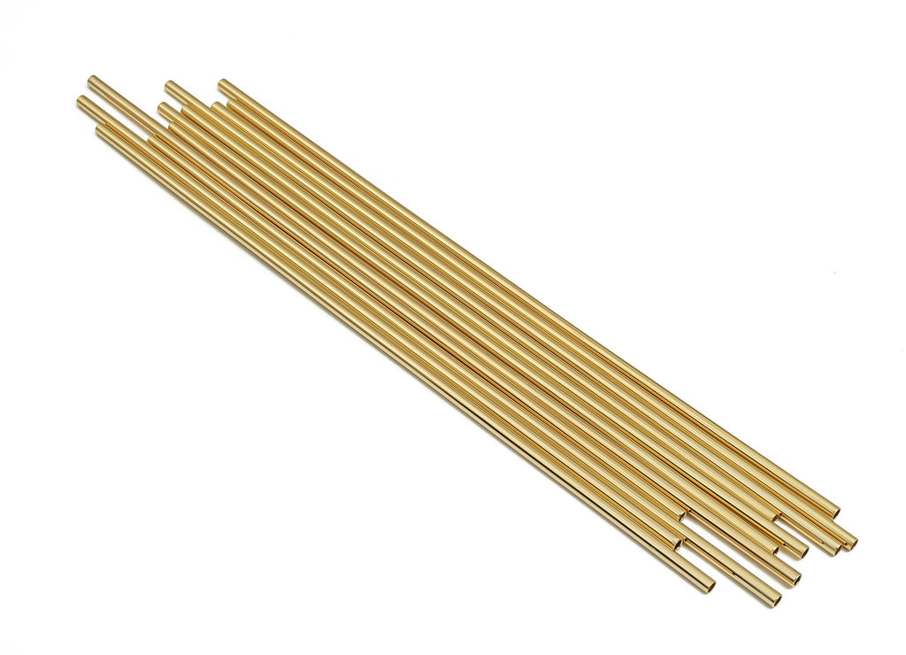 Brass Himmeli Tubes - Brass Himmeli DIY Tube Beads - Geometric Shapes - For Plants - 18k Real Gold Plated Brass -2.5x0.2x160mm- RGP4049-160 - DOMEDBAZAAR