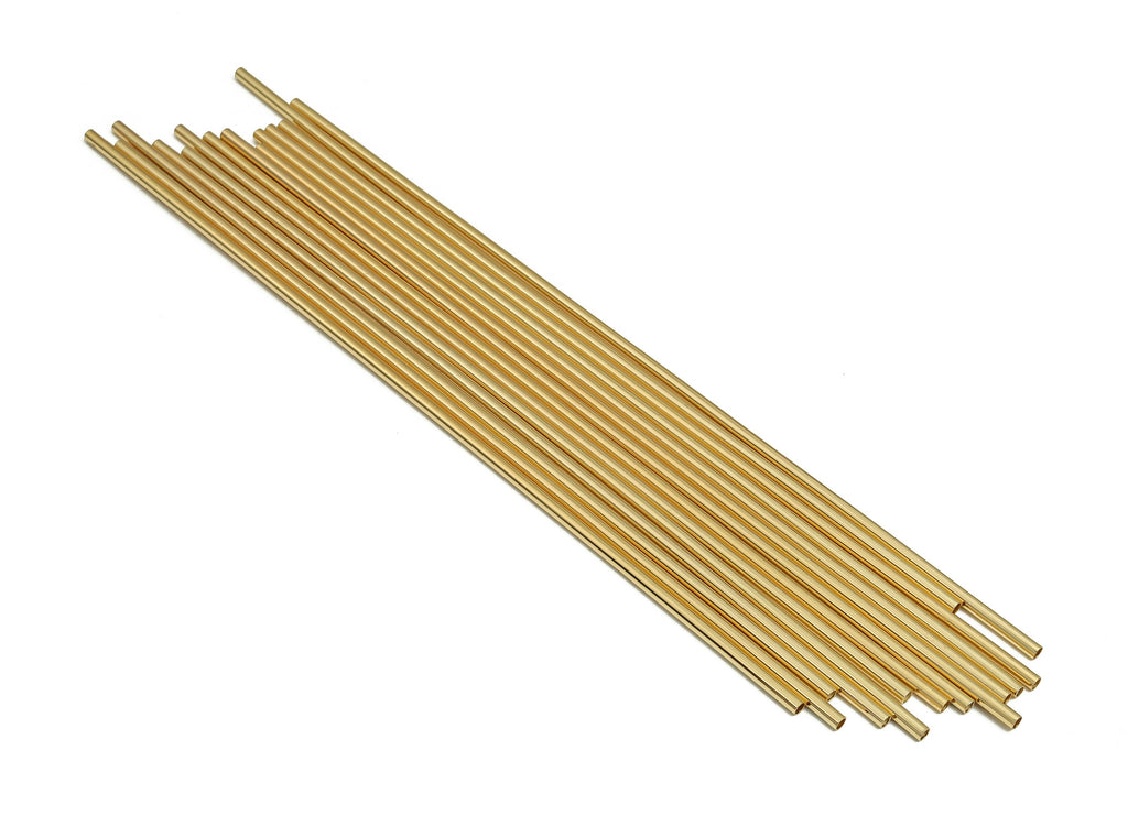 Brass Himmeli Tubes - Brass Himmeli DIY Tube Beads - Geometric Shapes - For Plants - 18k Real Gold Plated Brass -2.5x0.2x180mm- RGP4049-180 - DOMEDBAZAAR