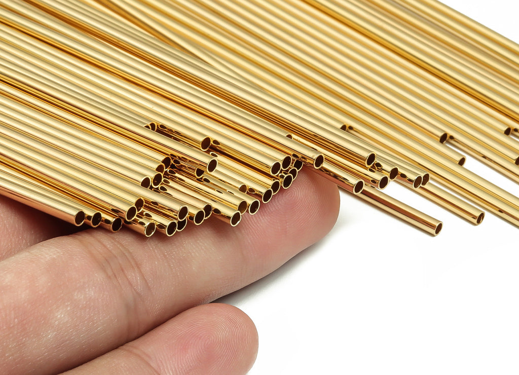 Brass Himmeli Tubes -Brass Himmeli DIY Tube Beads - Geometric Shapes - For Plants - 18k Real Gold Plated Brass -2.5x0.2x190mm- RGP4049-190 - DOMEDBAZAAR