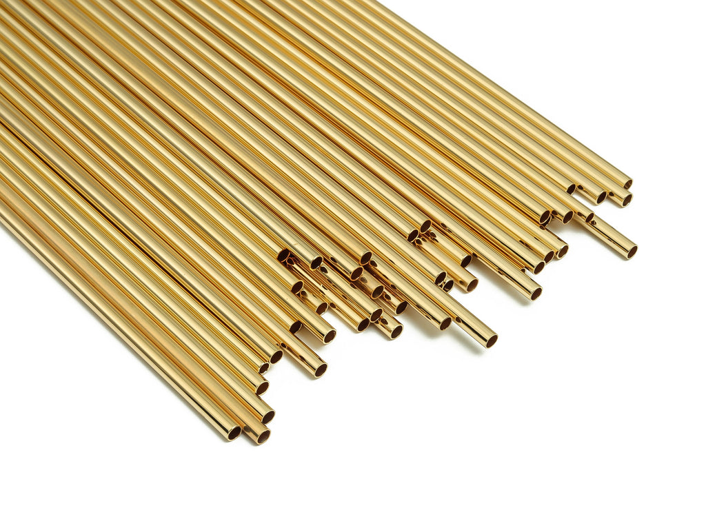 Brass Himmeli Tubes -Brass Himmeli DIY Tube Beads - Geometric Shapes - For Air Plants - 18k Real Gold Plated Brass -3x0.2x160mm- RGP4050-160 - DOMEDBAZAAR