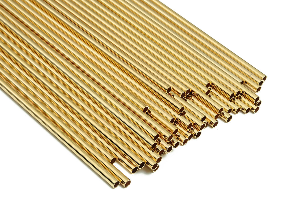 Brass Himmeli Tubes -Brass Himmeli DIY Tube Beads - Geometric Shapes - For Air Plants - 18k Real Gold Plated Brass -3x0.2x180mm- RGP4050-180 - DOMEDBAZAAR