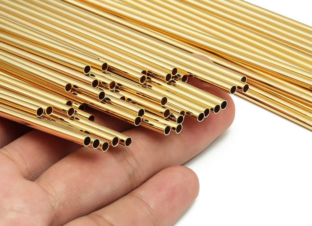 Brass Himmeli Tubes -Brass Himmeli DIY Tube Beads - Geometric Shapes - For Air Plants - 18k Real Gold Plated Brass -3x0.2x180mm- RGP4050-180 - DOMEDBAZAAR