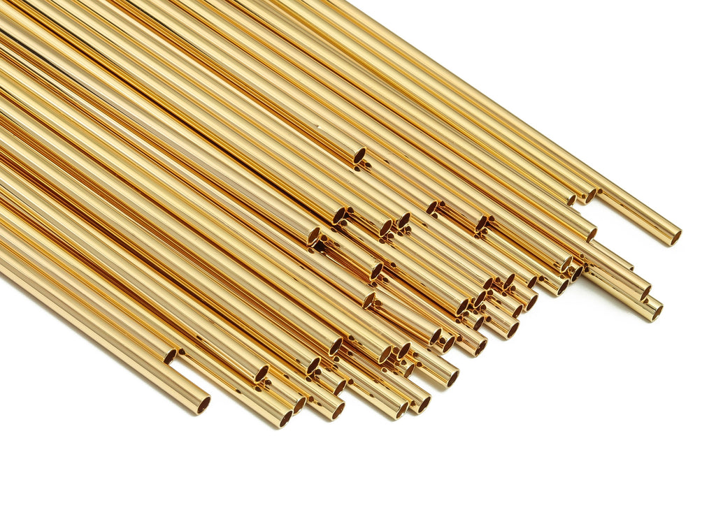 Brass Himmeli Tubes -Brass Himmeli DIY Tube Beads - Geometric Shapes - For Air Plants - 18k Real Gold Plated Brass -3x0.2x350mm- RGP4050-350 - DOMEDBAZAAR