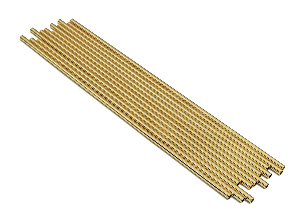 Brass Himmeli Tubes -Brass Himmeli DIY Tube Beads - Geometric Shapes - For Air Plants - 18k Real Gold Plated Brass-3.5x0.2x200mm-RGP4051-200 - DOMEDBAZAAR