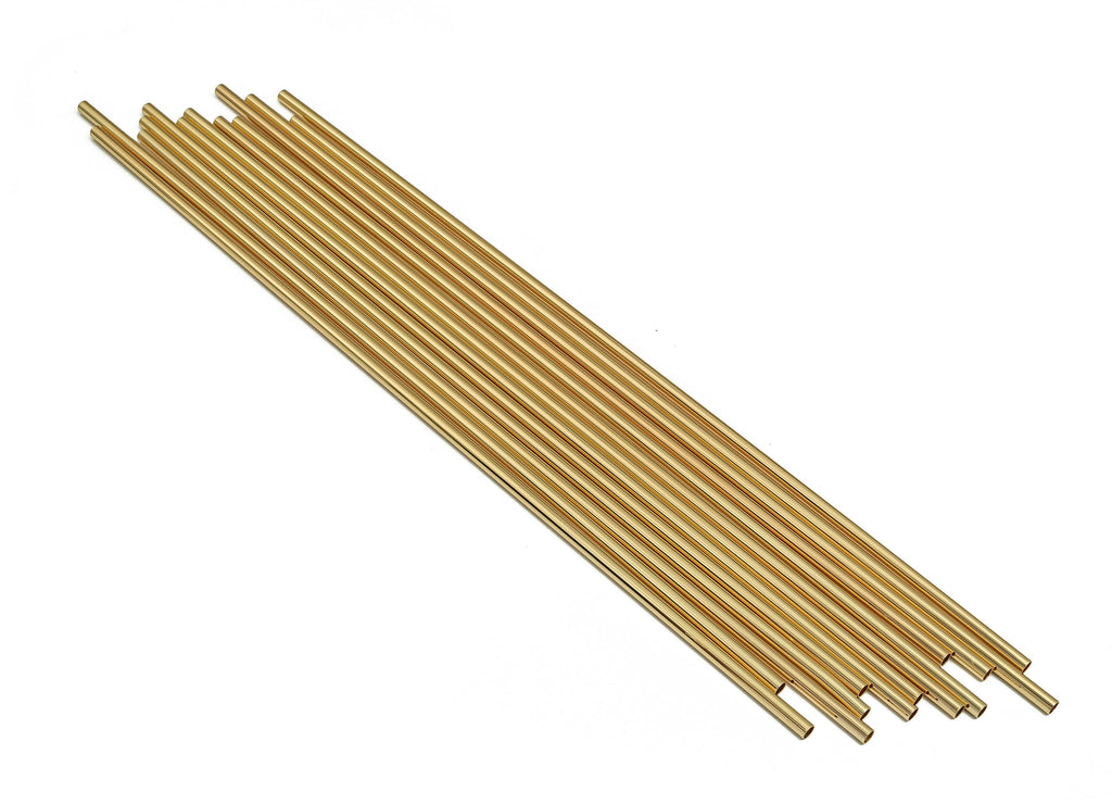 Brass Himmeli Tubes -Brass Himmeli DIY Tube Beads - Geometric Shapes - For Air Plants - 18k Real Gold Plated Brass-3.5x0.2x250mm-RGP4051-250 - DOMEDBAZAAR