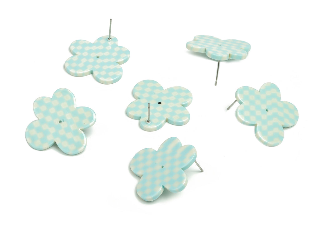 Acetate Flower Earring Stud - Flower Earring Post - Earring Post - Jewelry Supplies - Color Code: A703 - 29.55x2.49x2.51mm - AC2335-A703 - DOMEDBAZAAR