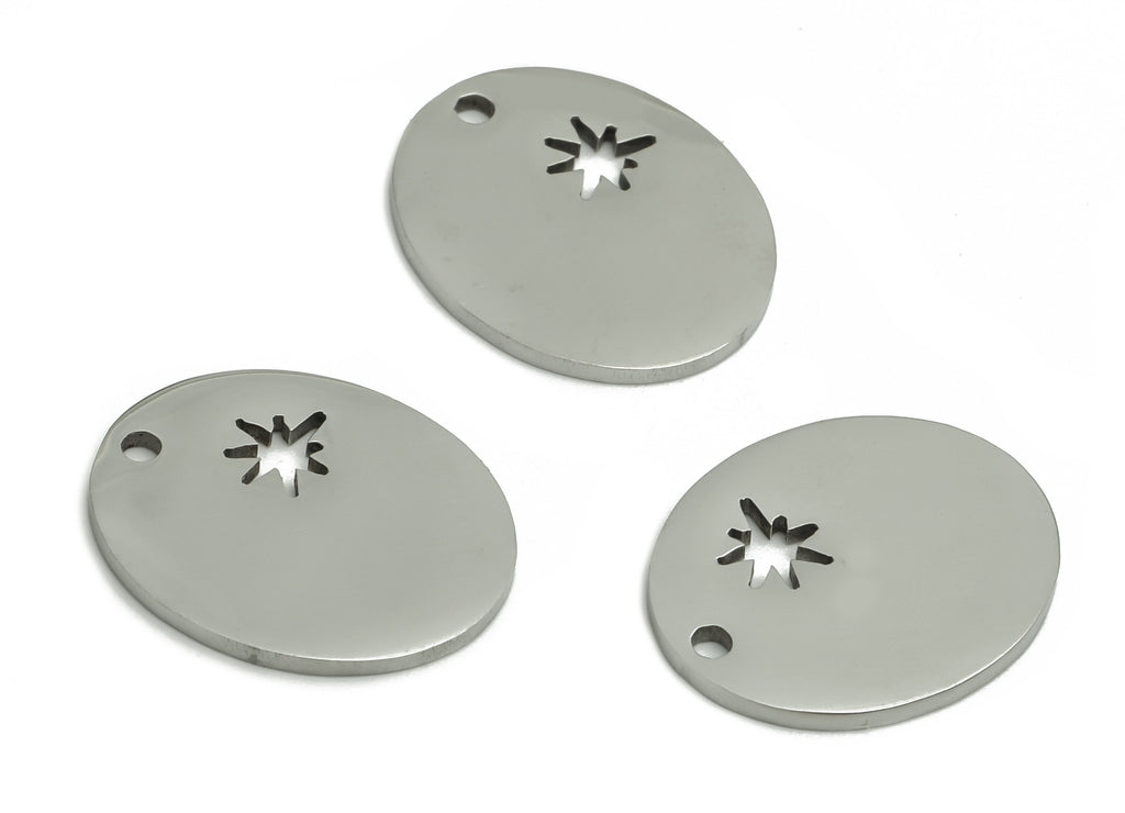 Stamping Blanks Stainless Steel Oval Earring Charms - Stainless Steel Sun Pendant - Jewelry Making Supplies - 15.86x13.07x0.95mm - SS1290 - DOMEDBAZAAR