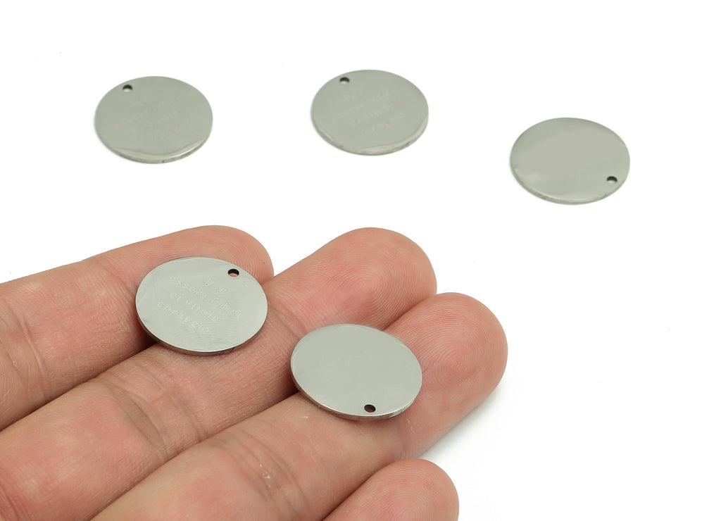 Stainless Steel Round Earring Charms - Stainless Steel English Words Pendant - Jewelry Supplies - 17.24x15.3x1mm - SS1275 - DOMEDBAZAAR