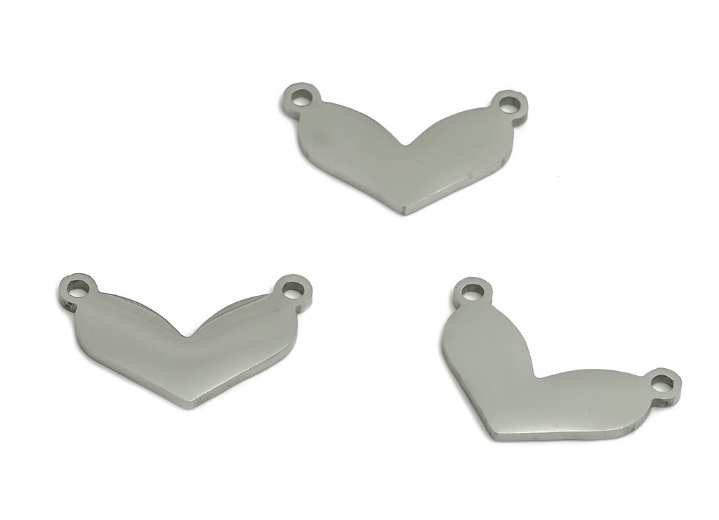 Stainless Steel Heart Earring Connector - Stainless Steel Heart Charms and Pendant - Jewelry Making Supplies - 16.88x10.86x0.96mm - SS1256 - DOMEDBAZAAR