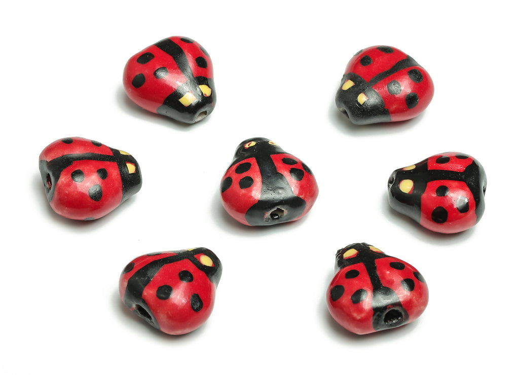 Glazed Ceramic Insect Beads - Carved Insect Beads - Handmade Beads - Necklace Beads - Connectors Beads - 15.54x15.41x8.64mm - NS1422B - DOMEDBAZAAR