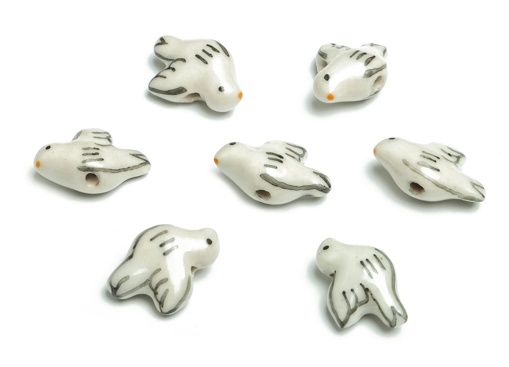 Glazed Ceramic Bird Beads - Carved  Bird Beads - Handmade Beads - Necklace Beads - Connectors Beads - 18.43x13.97x7.74mm - NS1448 - DOMEDBAZAAR