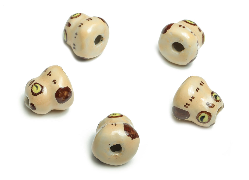 Glazed Ceramic Owl Beads - Carved Owl Beads - Handmade Beads - Necklace Beads - Connectors Beads - 15.45x15.21x14.7mm - NS1447 - DOMEDBAZAAR