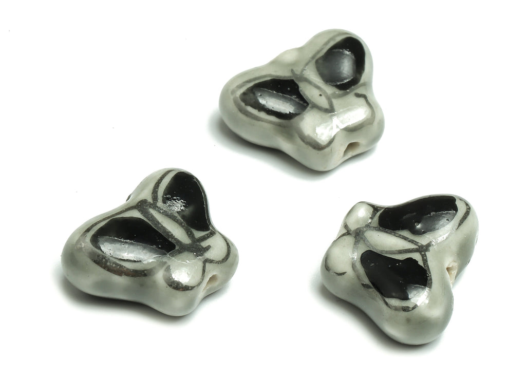 Glazed Ceramic Butterfly Beads - Carved Butterfly Beads - Handmade Beads - Necklace Beads - Connectors Beads - 17.52x13.94x6.94mm - NS1443 - DOMEDBAZAAR