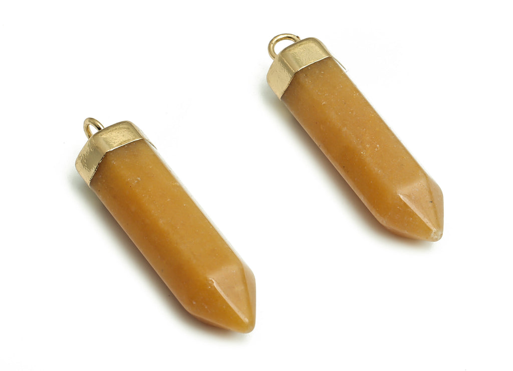 Huang Yushi Spike Earring Charms - Iron Strip Pendant - Natural Stone - Gold Tone Plated Alloy – Jewelry Supplies - 34.53x9.02x9mm – NS1414 - DOMEDBAZAAR