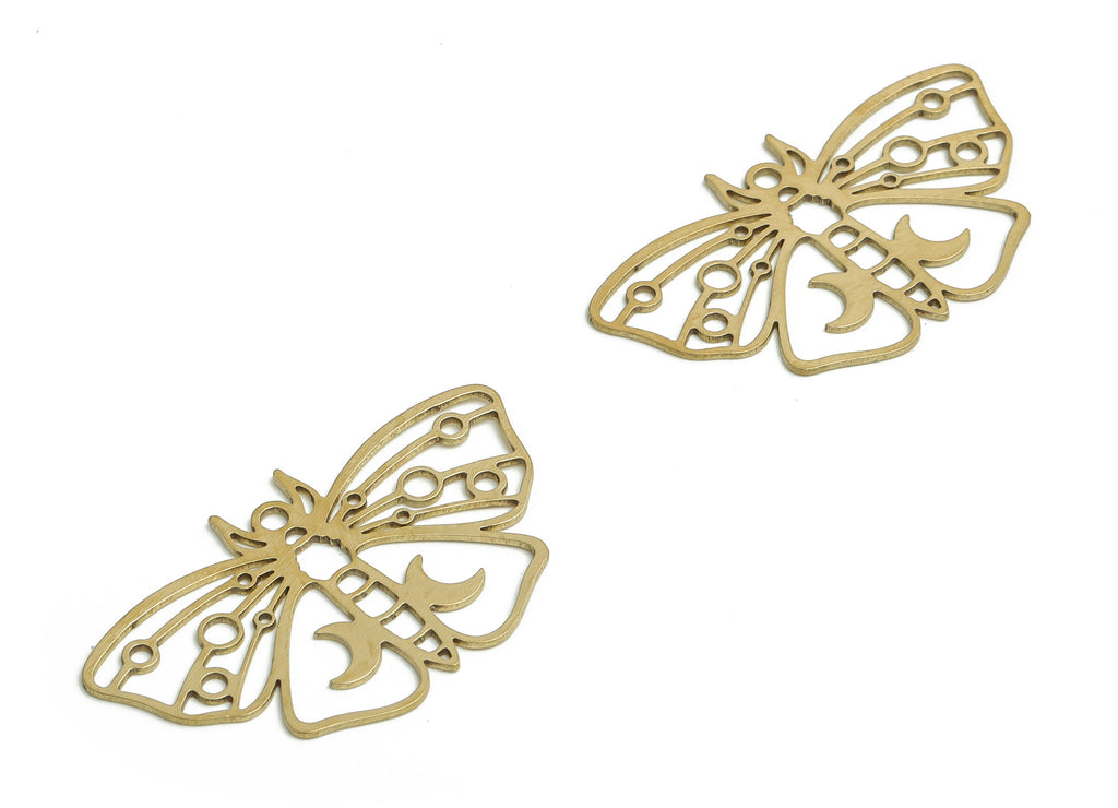 Brass Butterfly Earring Charms - Raw Brass Butterfly Pendant - DIY Jewelry Making Supplies - 36.43x21.6x0.71mm - PP4776 - DOMEDBAZAAR