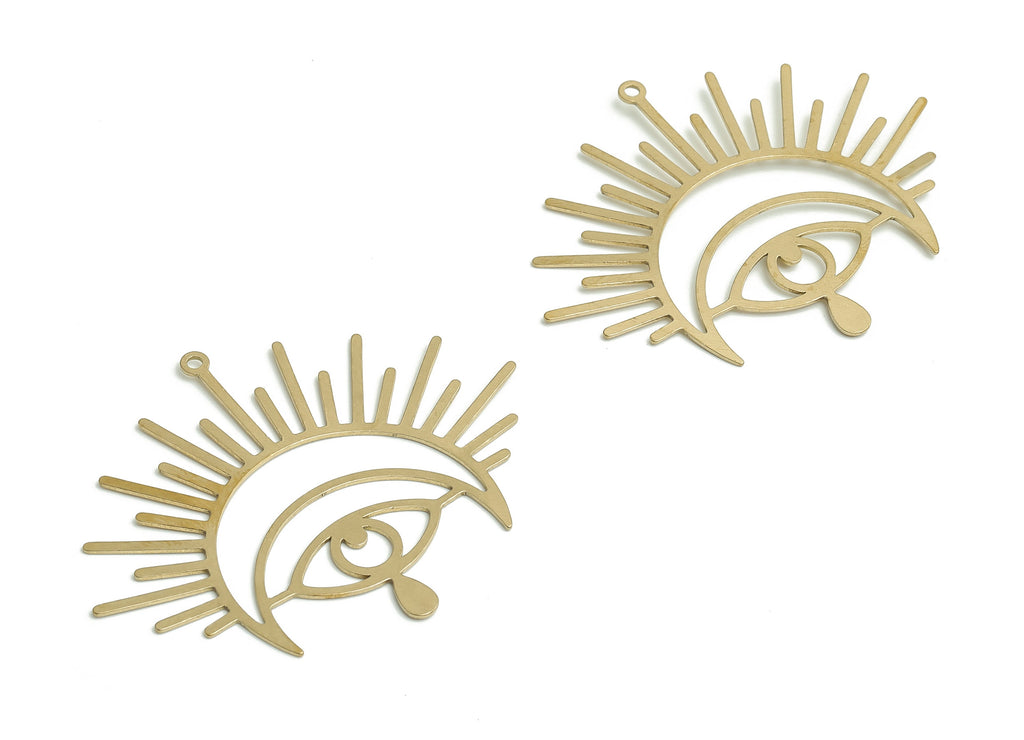 Half Sun Earring Charms - Raw Brass Crescent Eye Pendant - Semicircle Moon Charms – Jewelry Making Supplies - 50.42x0.63x0.68mm - PP4806 - DOMEDBAZAAR