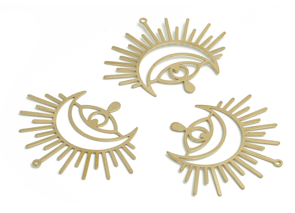 Half Sun Earring Charms - Raw Brass Crescent Eye Pendant - Semicircle Moon Charms – Jewelry Making Supplies - 50.42x0.63x0.68mm - PP4806 - DOMEDBAZAAR