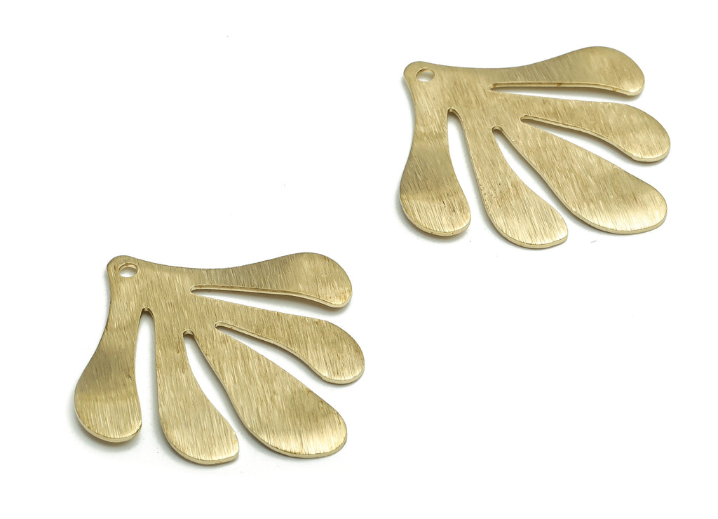 Brass Textured Leaf Charms - Textured Leaf Shaped Raw Brass Pendant - DIY Jewelry Supplies - 30.58x29.05x0.83mm - PP4716 - DOMEDBAZAAR