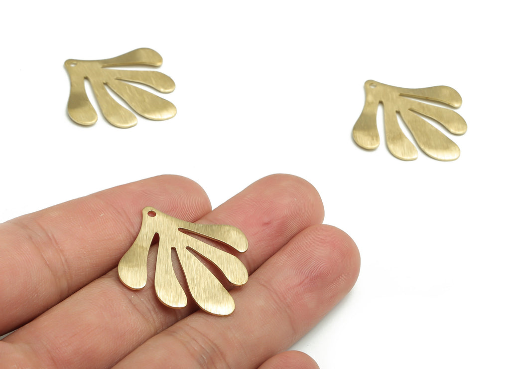 Brass Textured Leaf Charms - Textured Leaf Shaped Raw Brass Pendant - DIY Jewelry Supplies - 30.58x29.05x0.83mm - PP4716 - DOMEDBAZAAR
