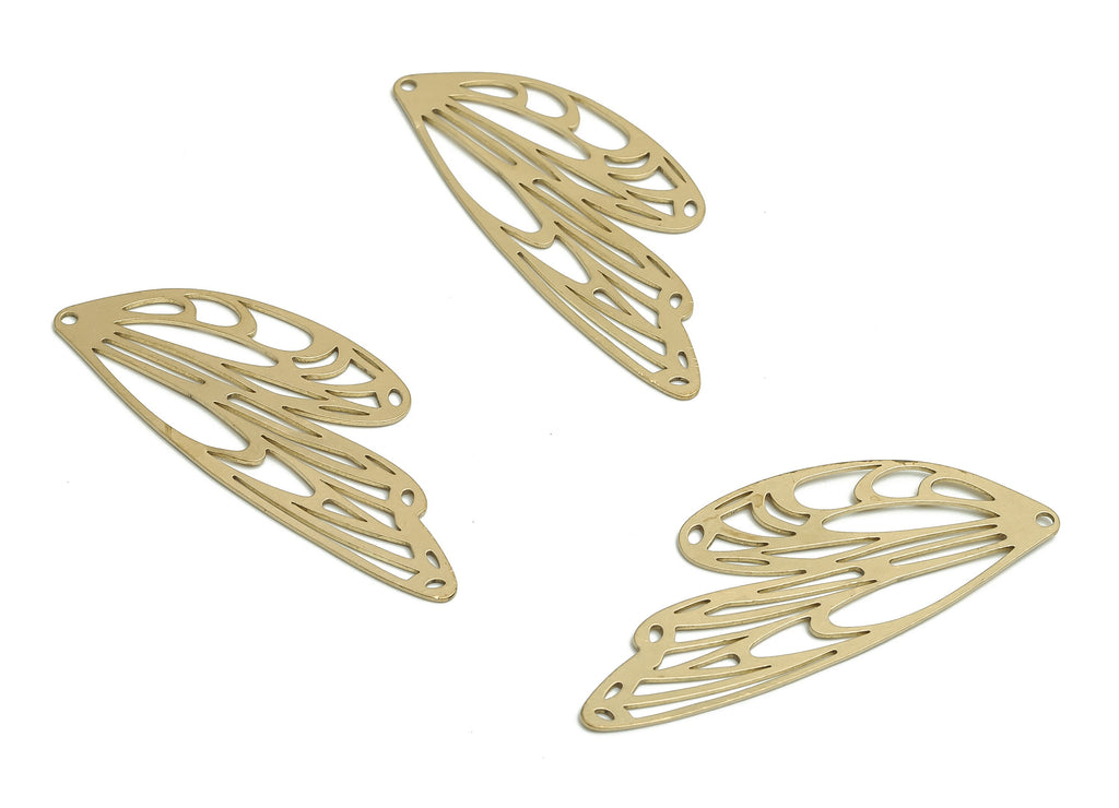 Brass Butterfly Wing Earring Charms - Raw Brass Wing Pendant - Jewelry Making Supplies - 49.03x20.6x0.86mm - PP4783 - DOMEDBAZAAR