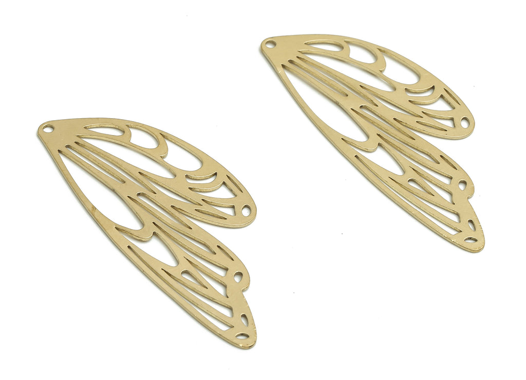 Brass Butterfly Wing Earring Charms - Raw Brass Wing Pendant - Jewelry Making Supplies - 49.03x20.6x0.86mm - PP4783 - DOMEDBAZAAR