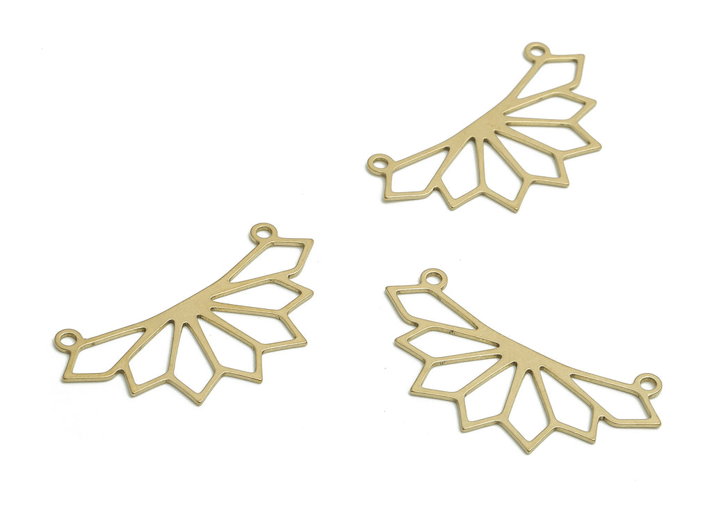 Brass Crown Earring Connector - Raw Brass Crown Charms and Pendant - Jewelry Making Supplies - 31.67x17.18x0.6mm - PP4771 - DOMEDBAZAAR